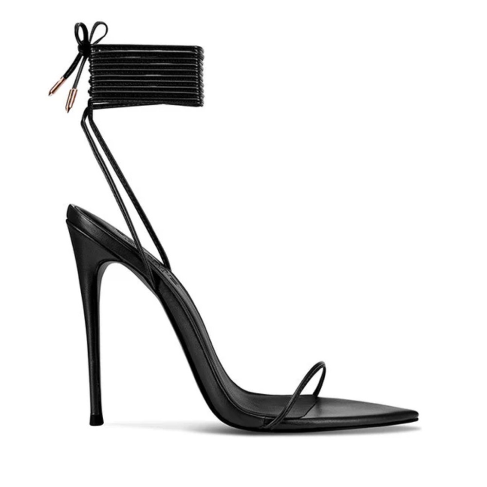 NEW Femme Luce Minima Black Lace Up Wrap Heels